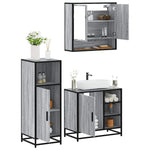 ZNTS 3 Piece Bathroom Furniture Set Grey Sonoma Engineered Wood 3300998