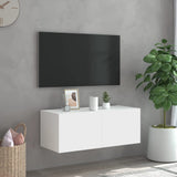 TV Wall Cabinet with LED Lights White 80x35x31 cm 837281