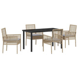 Garden Dining Set with Cushion 5 pcs Beige Poly Rattan 3379886