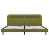 Bed Frame with LED without Mattress Green Fabric 150x200 cm King Size 281089