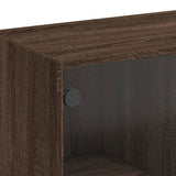 Side Cabinet with Glass Doors Brown Oak 68x37x75.5 cm 836426