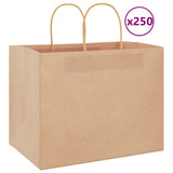 Paper Bags 250 pcs with Handles Brown 32x22x24 cm 4101595