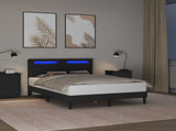 Bed Frame with LED Strip Lights Black 135 x 190 cm Faux Leather 42028039