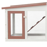 Outdoor Large Rabbit Hutch Brown and White 201x45x85 cm Wood 170844