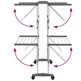 2-Tier Laundry Drying Rack with Wheels Silver 60x70x106 cm 344377