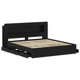 Bed Frame with Storage Black 200 x 200 cm Engineered Wood 3434070