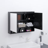 Bathroom Mirror Cabinet 80x15x60 cm MDF Shining Black 331531