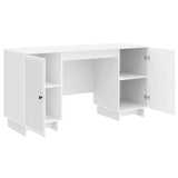 Desk High Gloss White Engineered Wood 142.5 x 50 x 75 cm 3414571