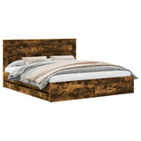 Bed Frame with Drawer Smoked Oak 180 x 200 cm Engineer Wood 3410160