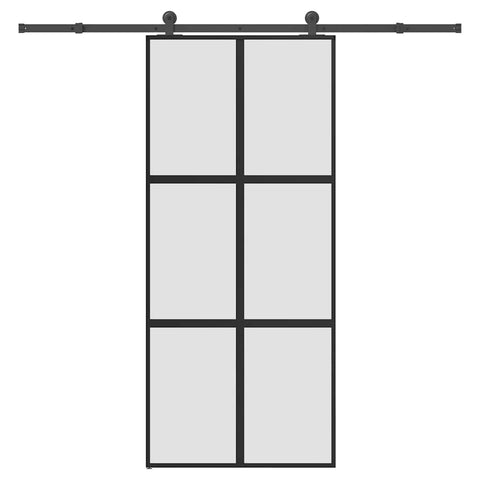 Sliding Door with Hardware Set 90x205 cm Tempered Glass&Aluminium 3332963