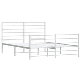 Metal Bed Frame without Mattress with Footboard White 135x190cm 352385