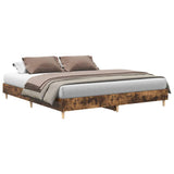 Bed Frame Smoked Oak Engineered wood Double Sturdy Bed Frame 3329034