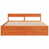 Bed Frame without Mattress Wax Brown 180x200 cm Super King Solid Wood Pine 3282341