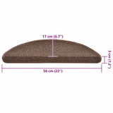 Stair Mats 30 pcs 56x17x3 cm Coffee Brown Half Round 3365737