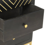 Drawer Cabinet Black and Gold 45x30x105 cm Solid Mango Wood 286513