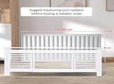 MDF Extendable Radiator Cover Cabinet Shelving Home Office Slatted Design White 139-208.5L x 20.5W x T3398P343152