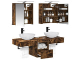 Bathroom Cabinet Set 5 pcs Smoked Oak Engineered Wood 3406283