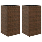 ZNTS Garden Planters 2 pcs Brown 30x30x60 cm Poly Rattan 3210517