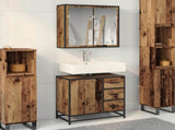 Bathroom Furniture Set with Door 2 pcs Old Wood Engineered Wood 3402320