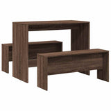 3 Piece Dining Table and Bench set Brown Oak Engineered Wood 855537