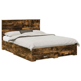 Bed Frame with Drawer Smoked Oak 150 x 200 cm Engineered Wood 3411293