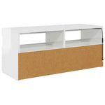 TV Cabinet with LED Lights High Gloss White 90x35x40 cm 804388