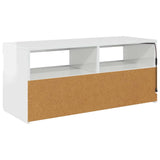 TV Cabinet with LED Lights High Gloss White 90x35x40 cm 804388