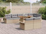 Garden Sofa Set 9 pcs Beige and Light Grey Poly Rattan 3349349