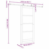 Sliding Door ORKDAL White 83 x 202 cm Solid Pine Wood and Glass 3332138