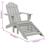 Garden Chair with Ottoman Wood Grey 45700