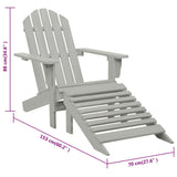 Garden Chair with Ottoman Wood Grey 45700