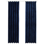 ZNTS Blackout Curtains 2 pcs with Hooks Velvet Dark Blue 140x225 cm 134533