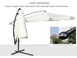2.7m Garden Banana Parasol Cantilever Umbrella with Crank Handle and Cross Base for Outdoor, Hanging T3398P315941