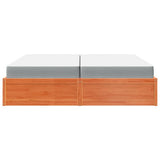 Bed with Mattress Wax Brown 200x200 cm Solid Wood Pine 3281924