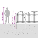 Garden Fence Gate with Arched Top Steel 2x5 m Black 144372
