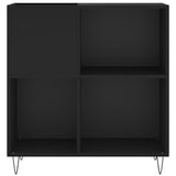 Record Cabinet Black Engineered wood, Iron 84.5x38x89 cm 831773