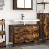 Bathroom Basin Cabinet with Drawers Smoked Oak 90x34.5x60 cm 861879