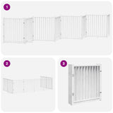 Dog Gate with Door Foldable 8 Panels White 640 cm Poplar Wood 3155734