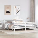 Bed Frame with Headboard without Mattress White 200x200 cm 3306121
