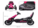 Kids Pedal Go Kart, with Adjustable Seat, EVA Wheels, Seat, Handbrake - Pink T3398P348368