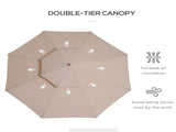 2.7m Elegant Wooden Frame Parasol Umbrella - Beige T3398P317794