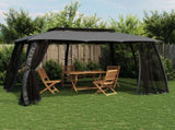 Gazebo with Double Roof and Mesh Walls Anthracite 3.93x2.93 m Steel 368452
