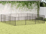 Dog Playpen 12 Panels Black Galvanised Steel 3209554
