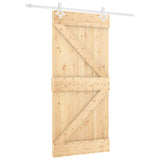 Sliding Door Natural and White 90 x 210 cm Solid Pine Wood 3445082
