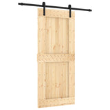 Sliding Door Natural and Black 90 x 210 cm Solid Pine Wood 3444903