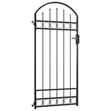 Fence Gate ASSEN with Arched Top Steel 89x200 cm Black 145750