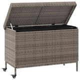 Garden Storage Box with Wheels Grey 110x55x73 cm Poly Rattan 4103828