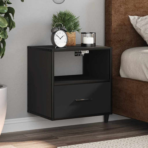 ZNTS Wall-mounted Bedside Cabinets 2 pcs Black 40x31x39.5 cm 848735