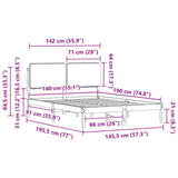 Bed Frame with Upholstered Headboard Taupe 140 x 190 cm 877917