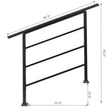 ZNTS Handrails for Outdoor Steps, Wrought Iron Handrail Fits 1 to 4 Steps, Transitional Handrail with 27863696